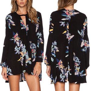 Free People Tree Swing Tunic Mini Dress S Night Combo Orchid Vibrant Floral $128